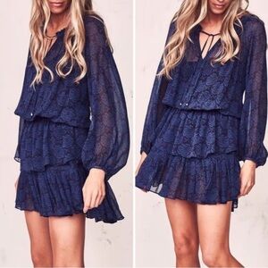 LoveShackFancy | Silk Popover dress in navy floral